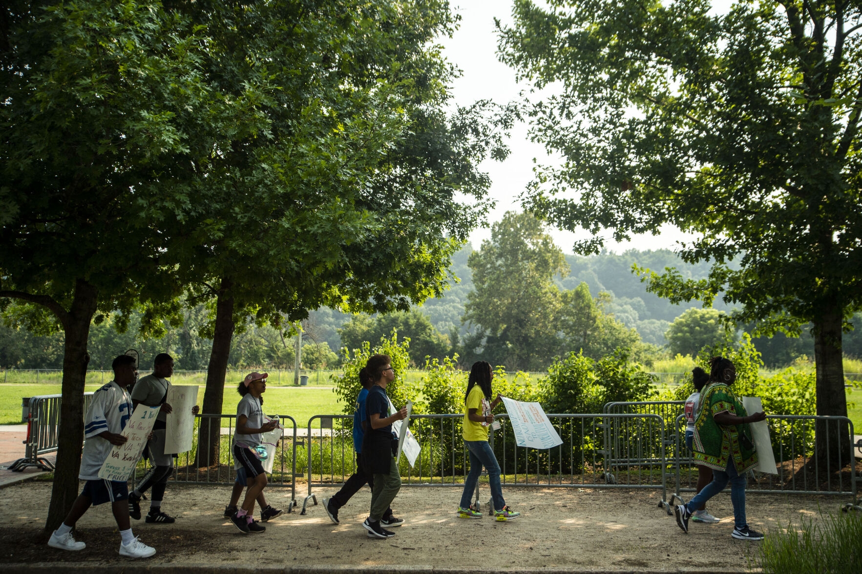 The Listening's Freedom School program march along Jefferson Street